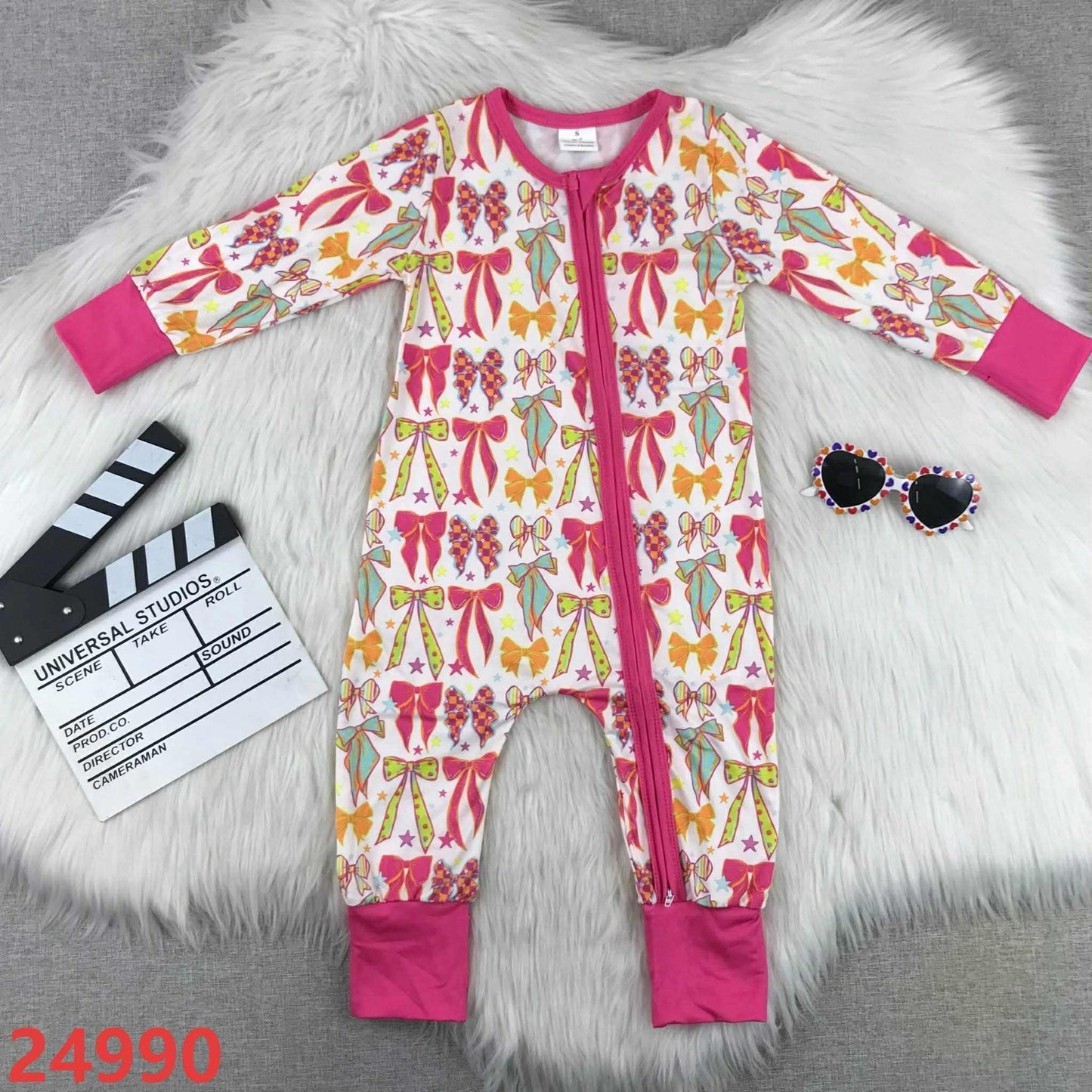 Neon Bows Baby Romper