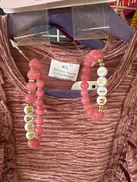 Mama & Mini Pink Glass Bead Bracelet Set