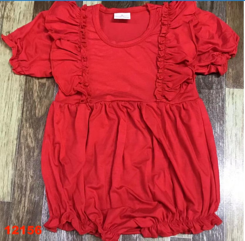 Red Bamboo Ruffle Romper