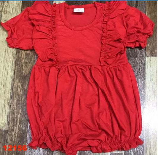 Red Bamboo Ruffle Romper