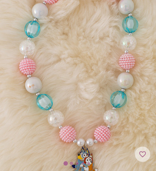 Pink & Blue Dog Necklace