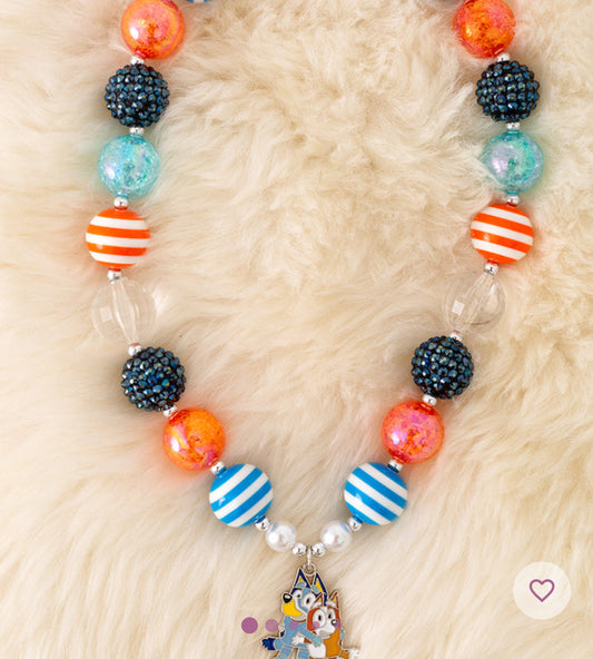 Blue & Orange Dog Necklace